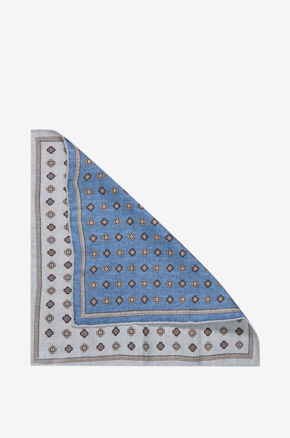 BRUNELLO CUCINELLI Pochette en soie réversible à motif médaillon Homme GRIS CLAIR 2