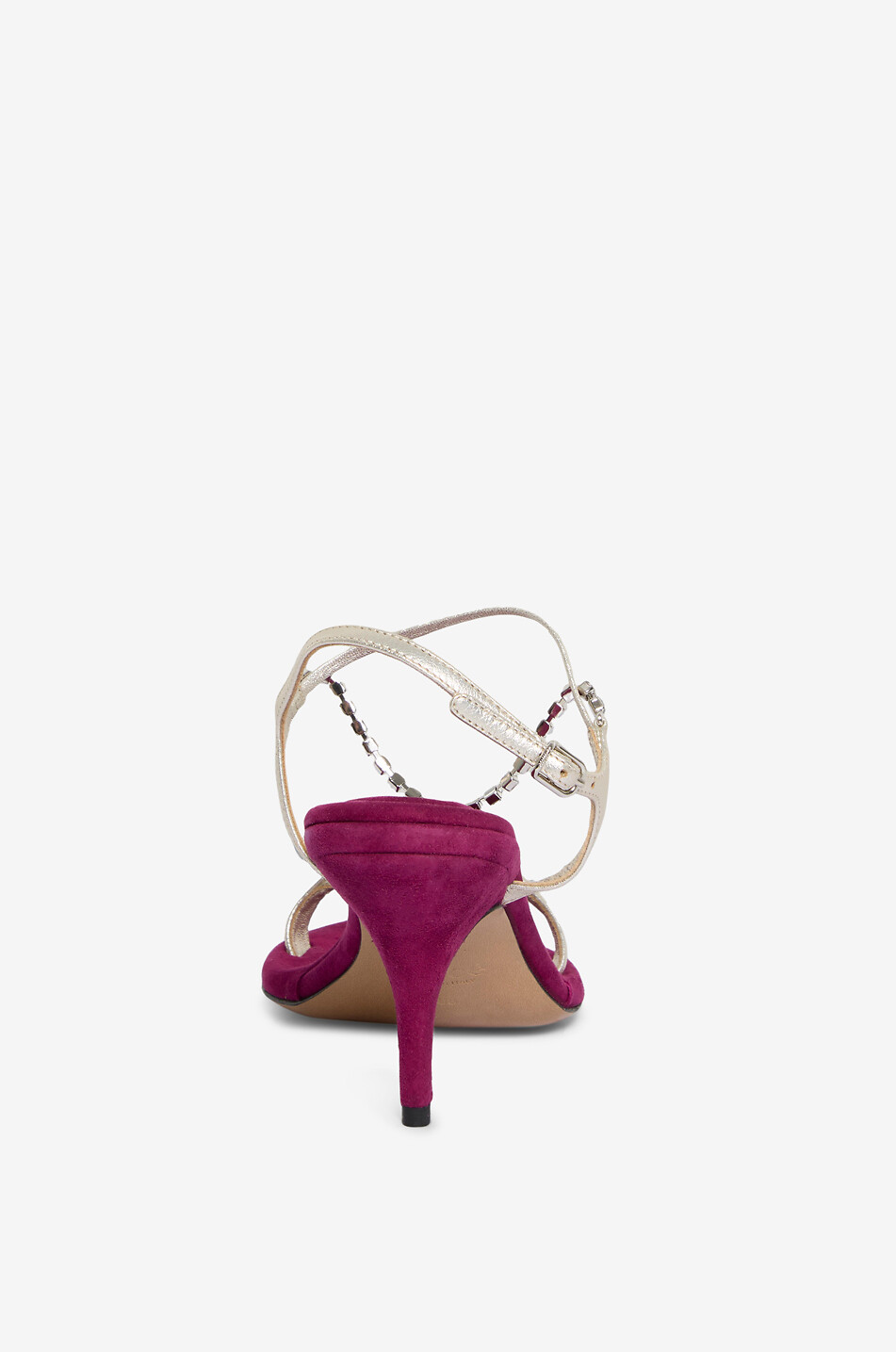 CHLOE Kristallbesetzte Absatz-Sandalen aus Metallic-Leder und Samt Zia 80 Damen DUNKELROSA 4