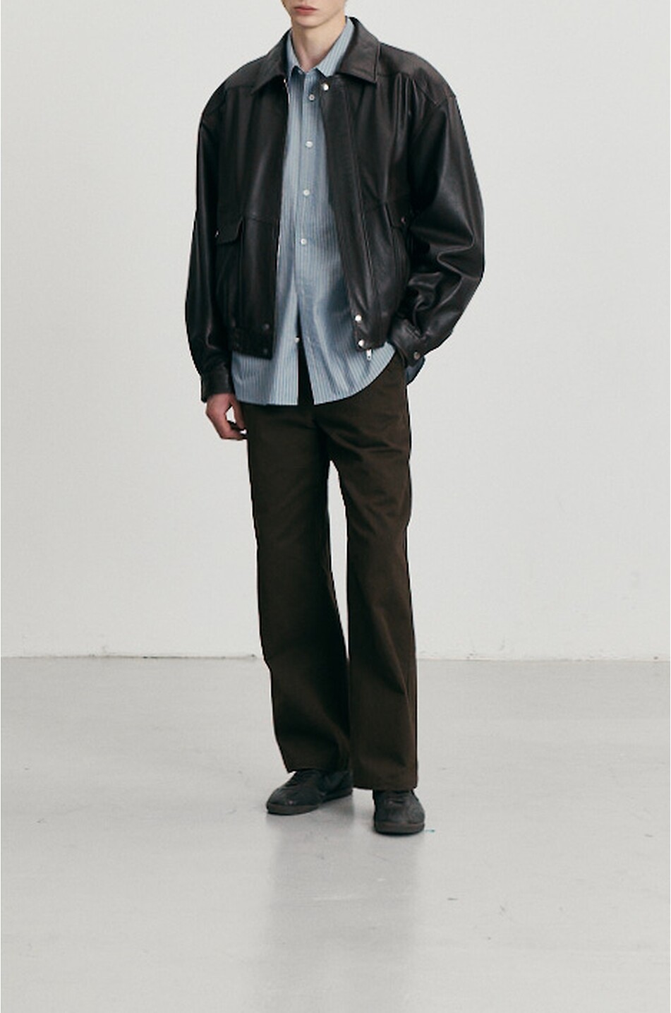 DUNST Oversized aged lambskin leather blouson Women BROWN 9
