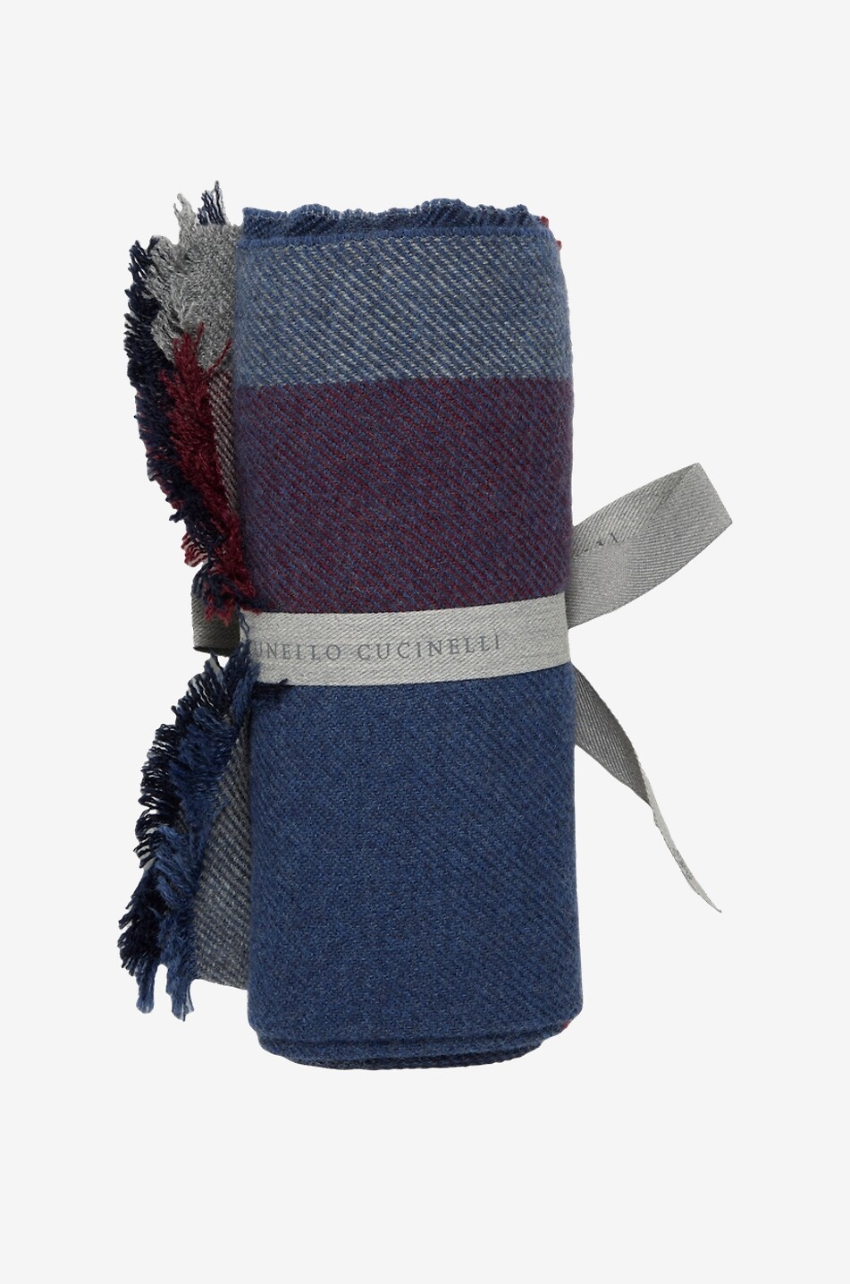 BRUNELLO CUCINELLI Écharpe à carreaux en laine et cachemire Homme ROUGE FONCÉ 1