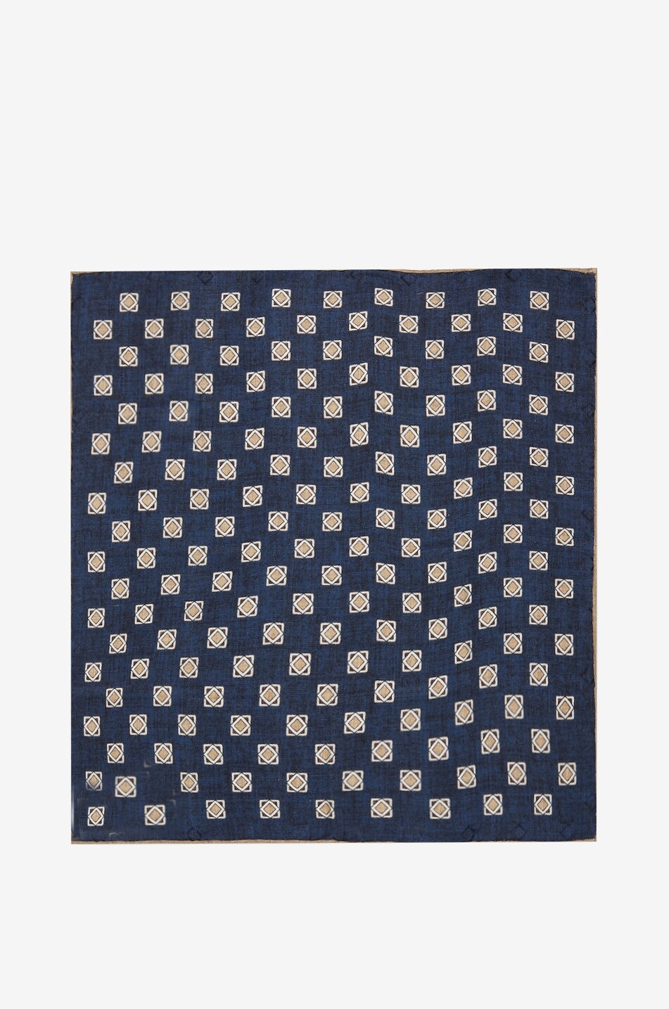 BRUNELLO CUCINELLI Silk suit pocket square with geometric print Men DARK BLUE 1