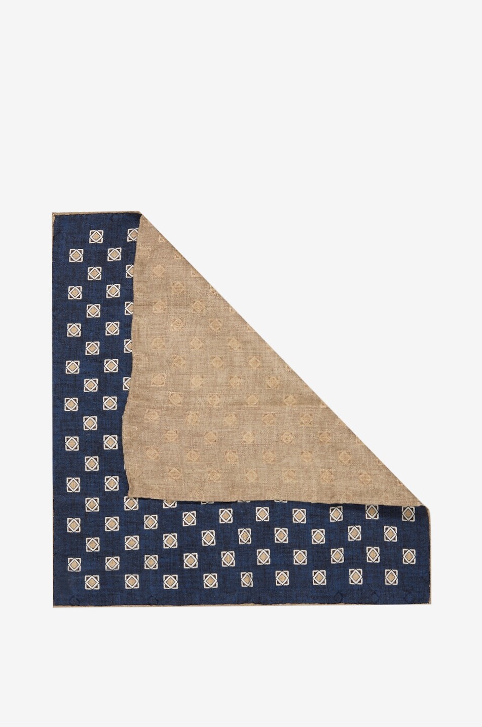 BRUNELLO CUCINELLI Silk suit pocket square with geometric print Men DARK BLUE 2