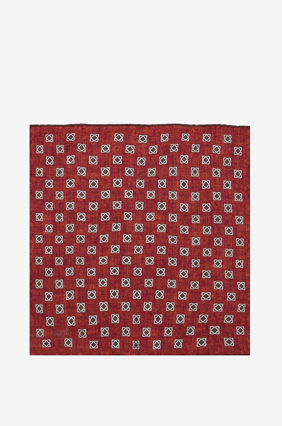 BRUNELLO CUCINELLI Silk suit pocket square with geometric print Men DARK ORANGE 1