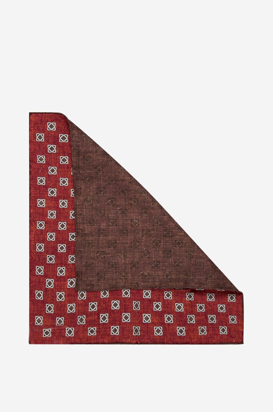 BRUNELLO CUCINELLI Silk suit pocket square with geometric print Men DARK ORANGE 2