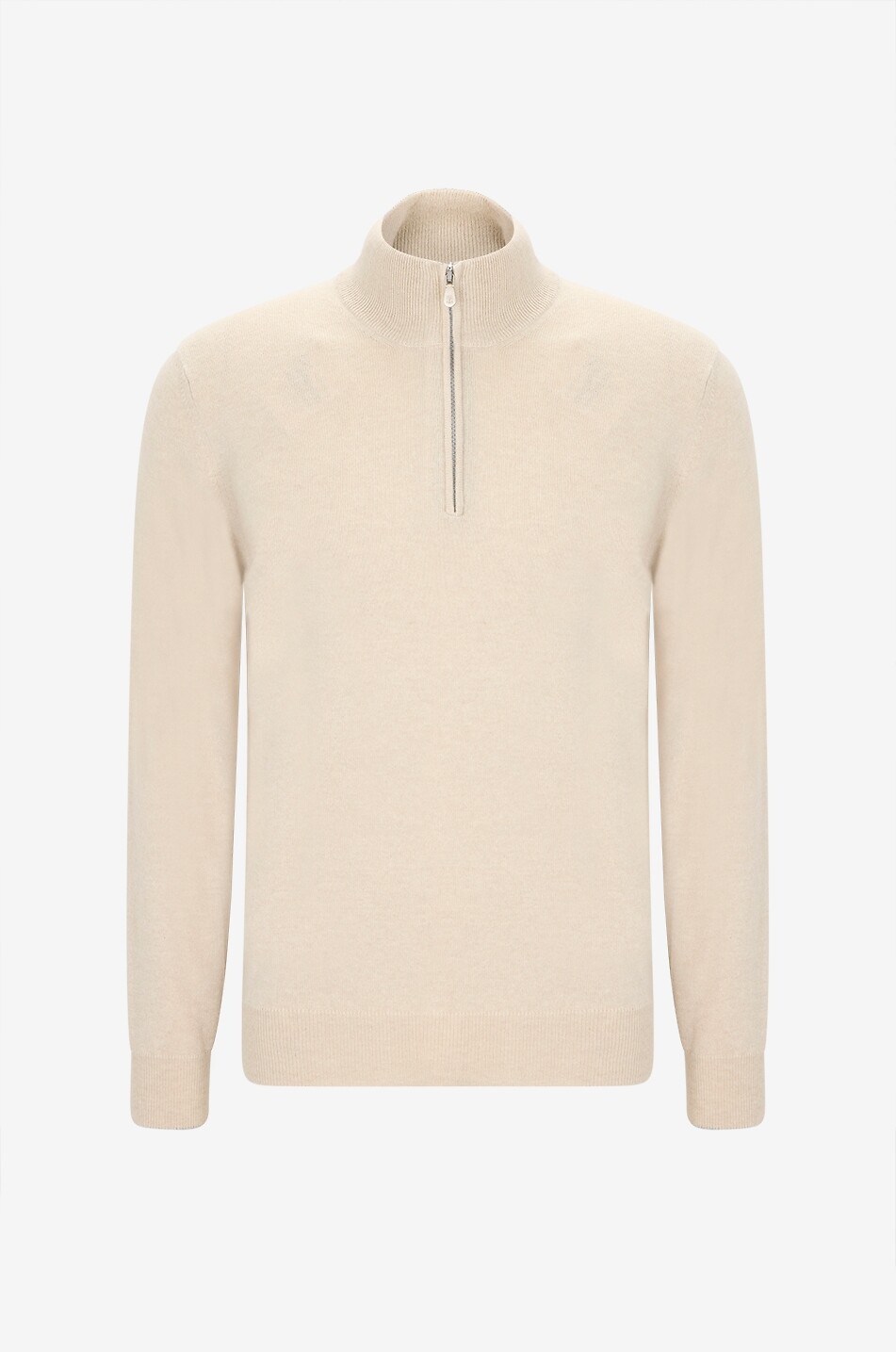 BRUNELLO CUCINELLI Cashmere jumper with half-zip stand-up collar Men Medium beige 1