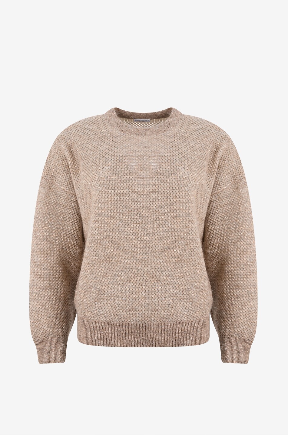 BRUNELLO CUCINELLI Weiter glitzernder Lochstrickpullover aus Alpakamix Sparkling Damen HELLBRAUN 1