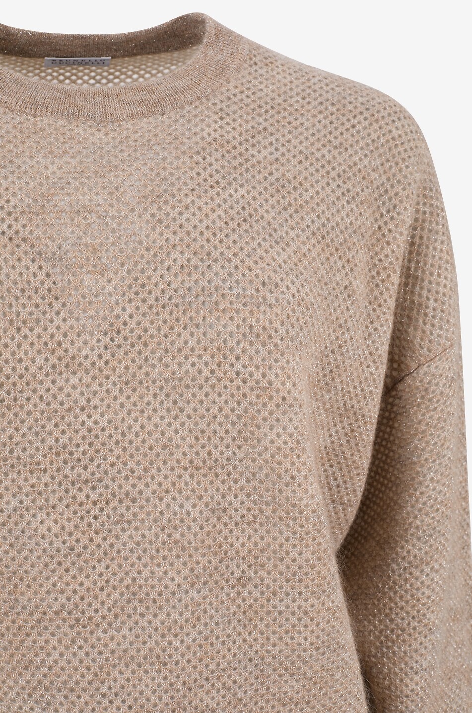 BRUNELLO CUCINELLI Weiter glitzernder Lochstrickpullover aus Alpakamix Sparkling Damen HELLBRAUN 3