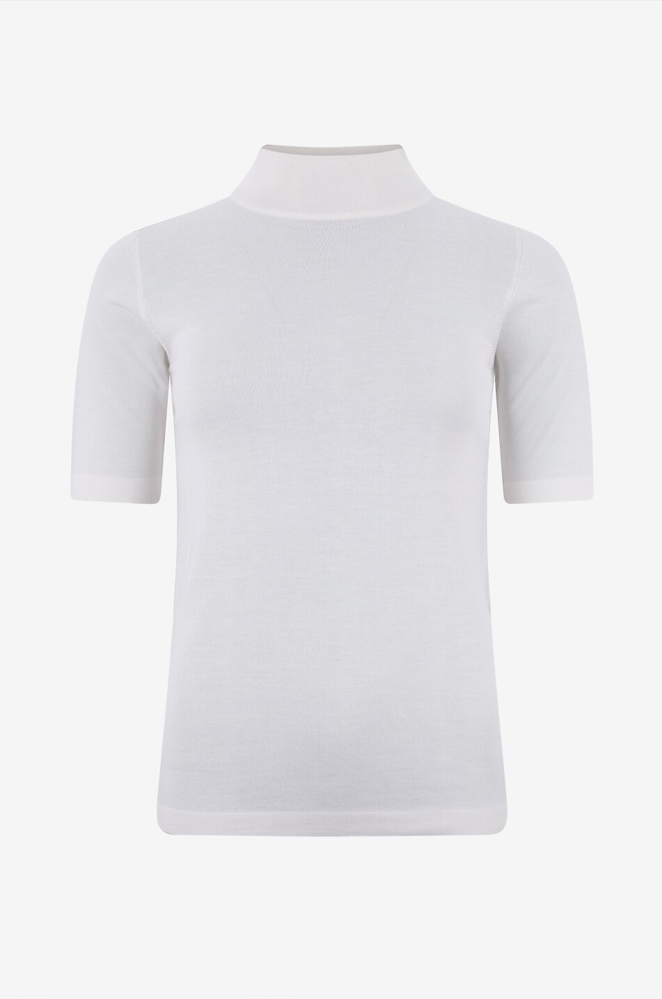 Funnel neck short-sleeved cashmere and silk jumper