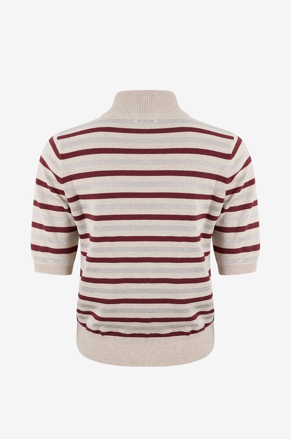 BRUNELLO CUCINELLI Sparkling Stripes short-sleeved funnel-neck cashmere blend jumper Women MULTI COLOURED 2