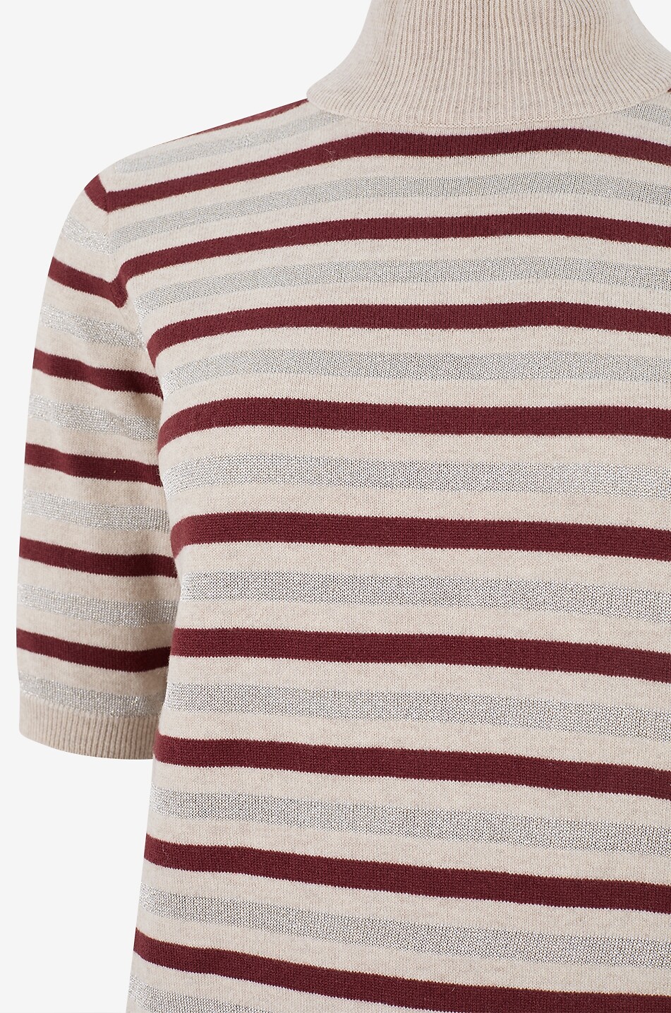 BRUNELLO CUCINELLI Sparkling Stripes short-sleeved funnel-neck cashmere blend jumper Women MULTI COLOURED 3