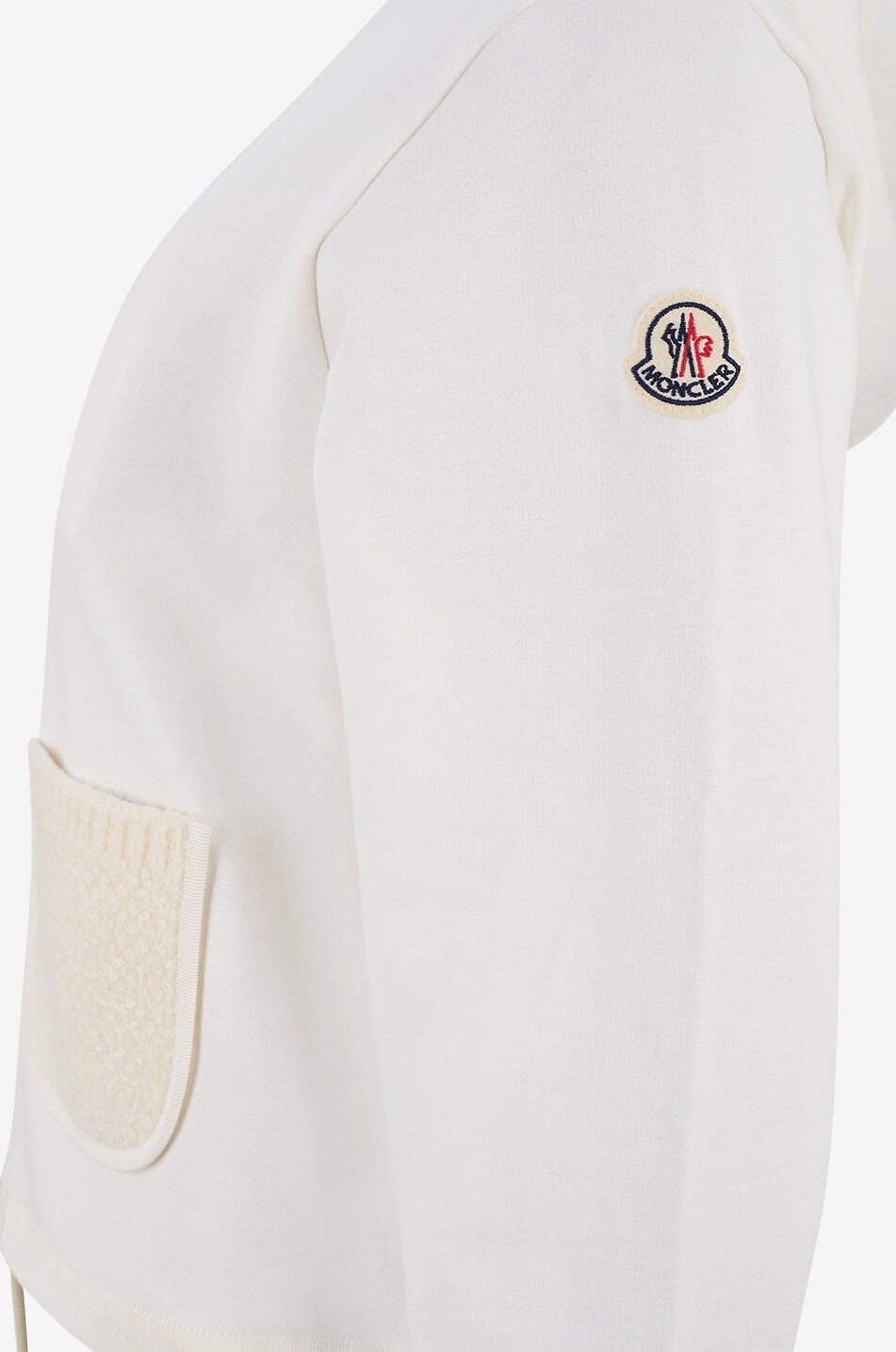 MONCLER Sweat-shirt boxy zippé à capuche et détails en maille Femme BLANC 3