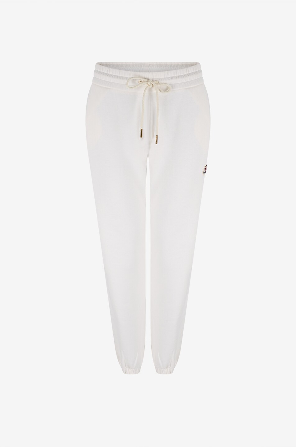 MONCLER Pantalon de jogging fuselé en molleton de coton Femme BLANC 1