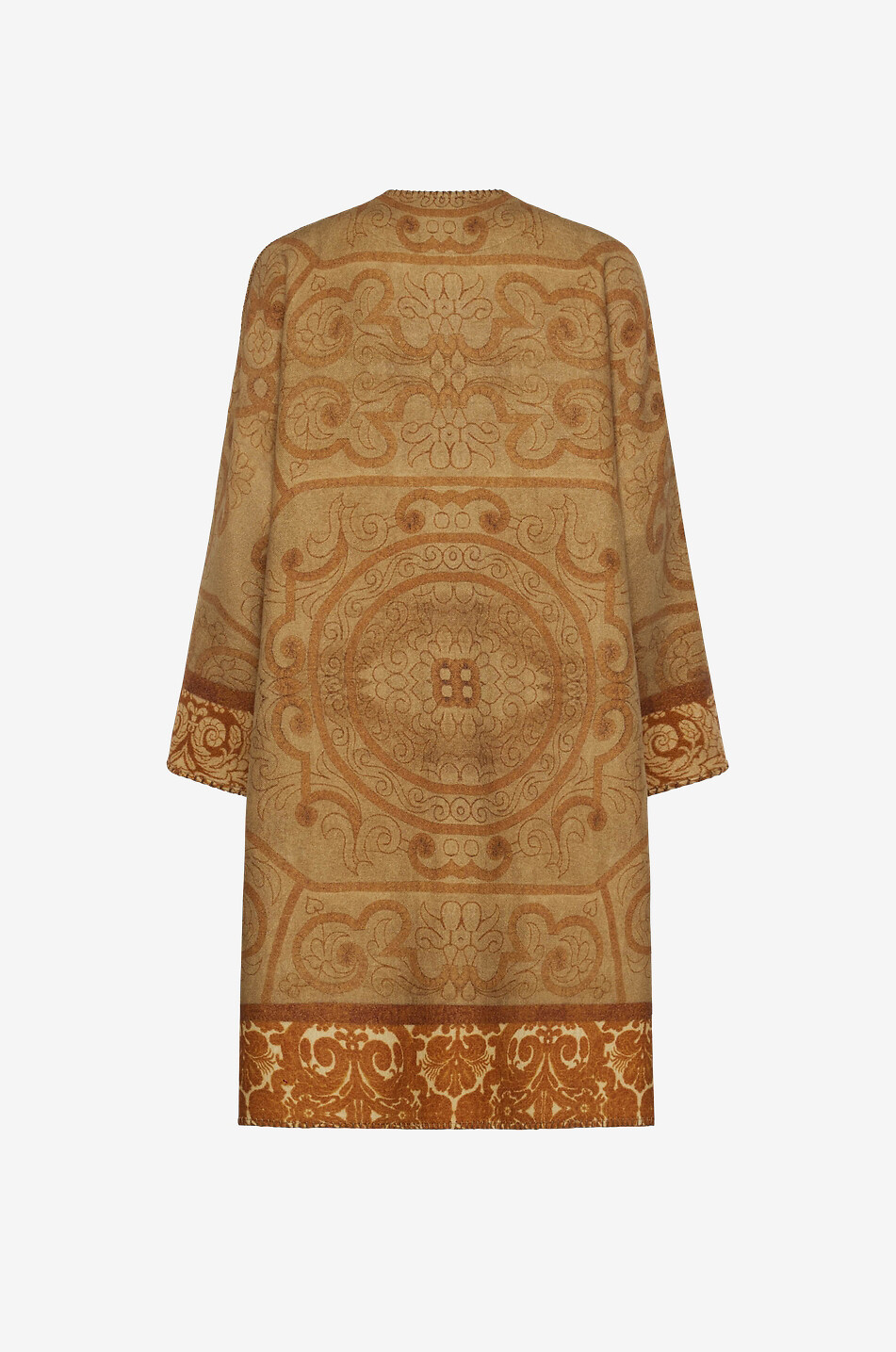 PIERRE LOUIS MASCIA Pancake long printed wool kimono Women BEIGE 2