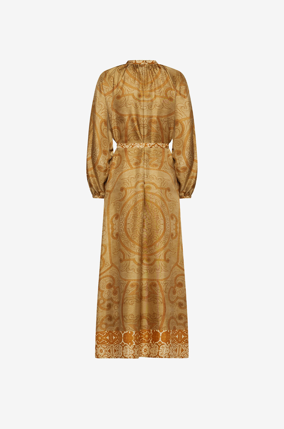 PIERRE LOUIS MASCIA Aloe Zafferano Bruciato printed long silk shirt dress Women BEIGE 2