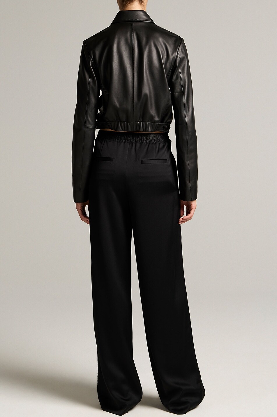 VINCE Lace-trim wide-leg mid-rise trousers Women BLACK 3