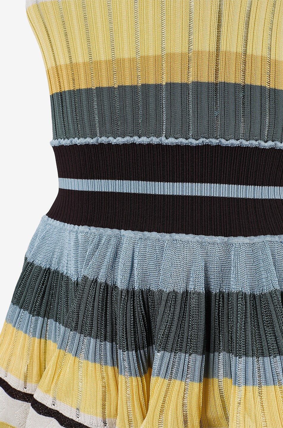 ALAÏA Mini robe rayée à bretelles en maille Crinoline Femme JAUNE 3