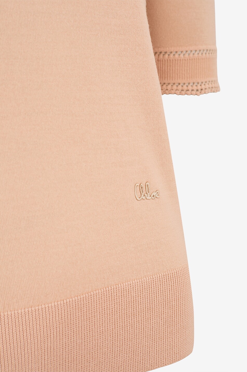 CHLOE Schmaler Feinstrick-Rundhals-Pullover aus Wolle mit kurzen Ärmeln Chloé Damen ORANGE 3