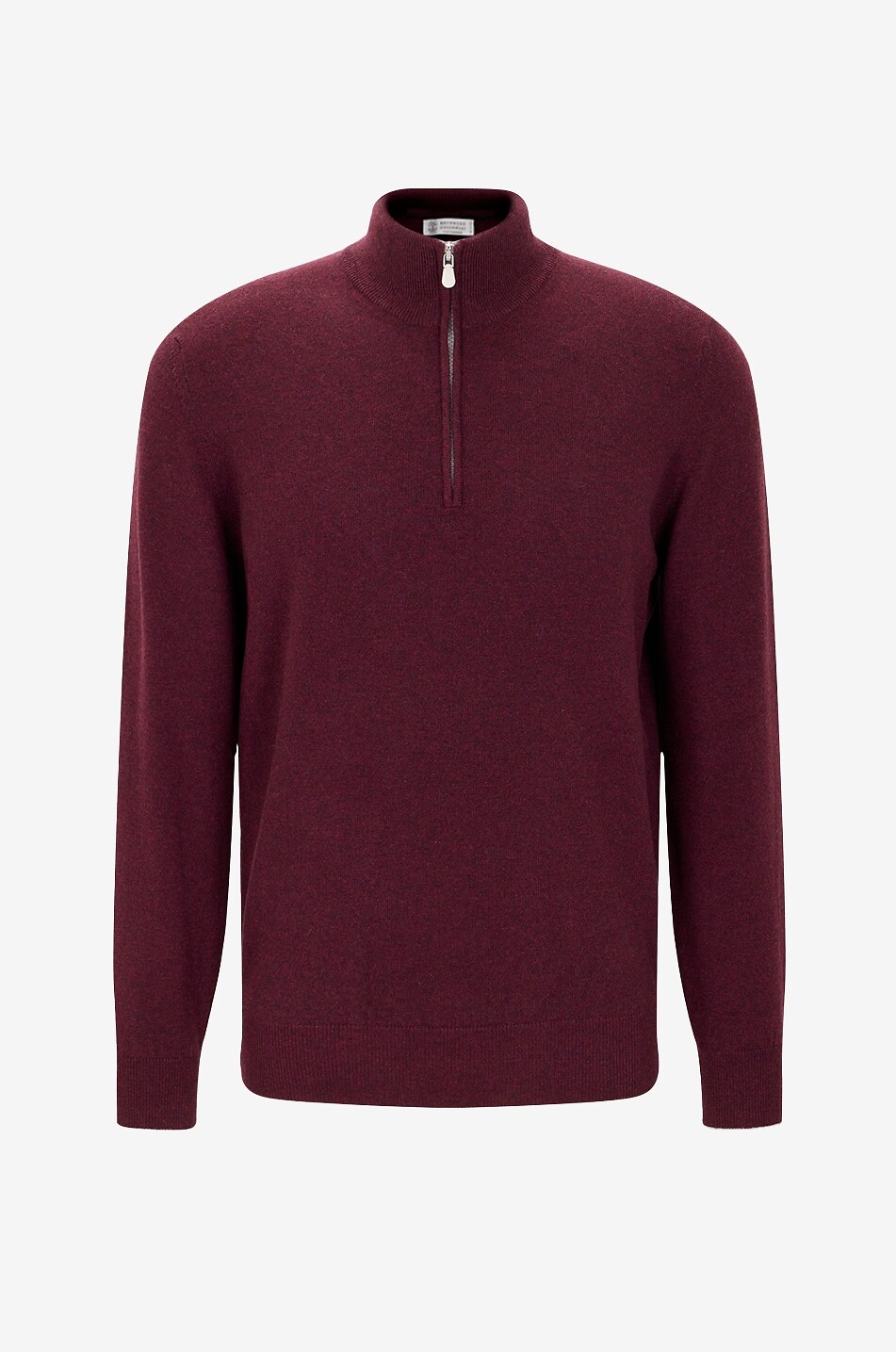 Cashmere jumper with half-zip stand-up collar