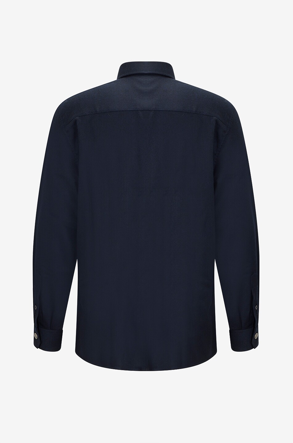 BRUNELLO CUCINELLI Surchemise en flanelle de laine vierge à poches poitrine Regular Homme BLEU FONCE 2