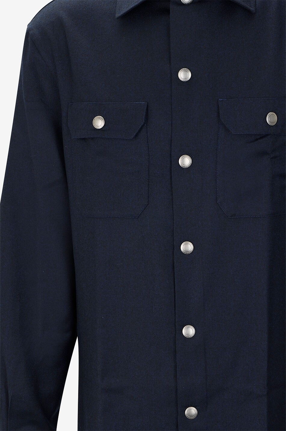 BRUNELLO CUCINELLI Surchemise en flanelle de laine vierge à poches poitrine Regular Homme BLEU FONCE 3