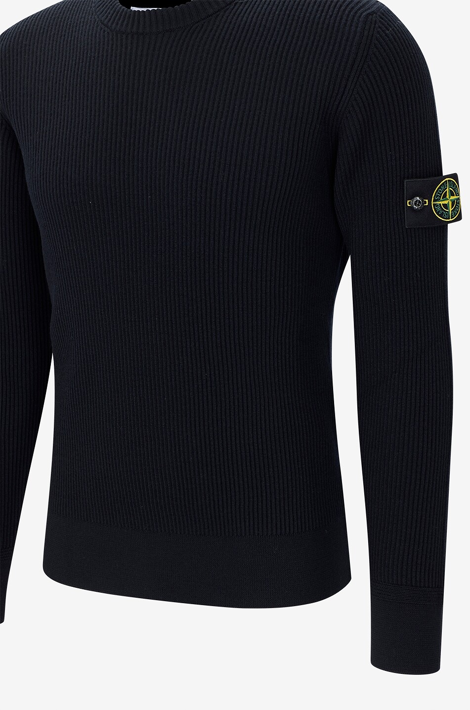 STONE ISLAND Pull côtelé à col rond en laine vierge 5100053 Full Rib RWS Wool Homme BLEU FONCE 3
