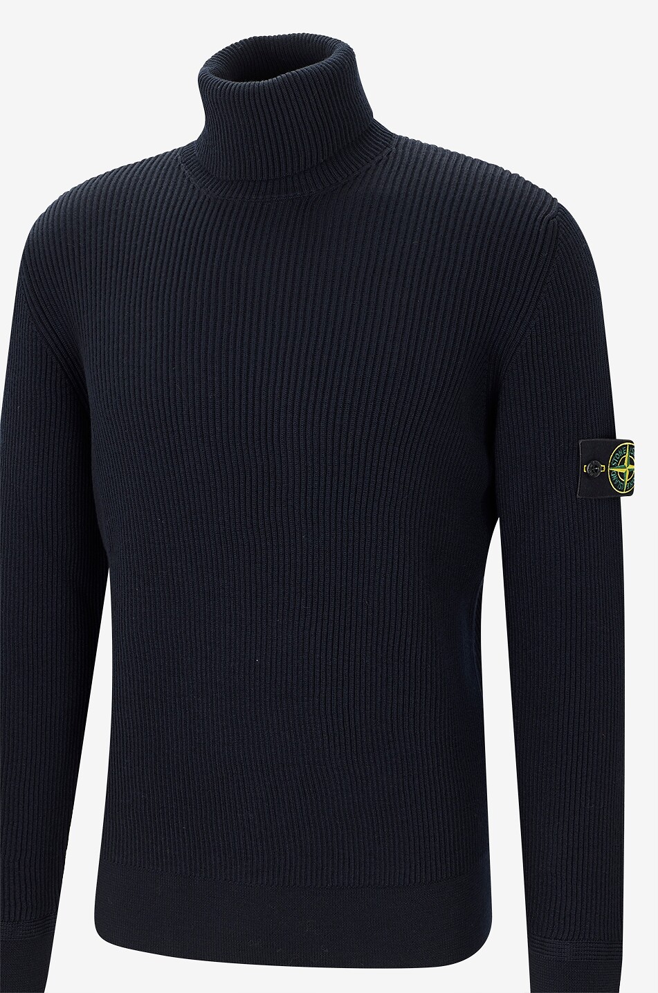 STONE ISLAND Pull côtelé à col roulé en laine 5100052 Full Rib RWS Wool Homme BLEU FONCE 3