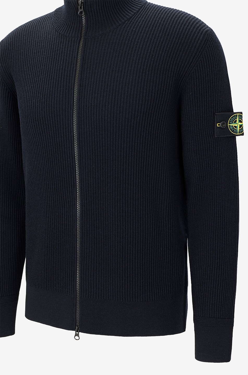 STONE ISLAND Cardigan côtelé zippé en laine 5100017 Full Rib RWS Wool Homme BLEU FONCE 3