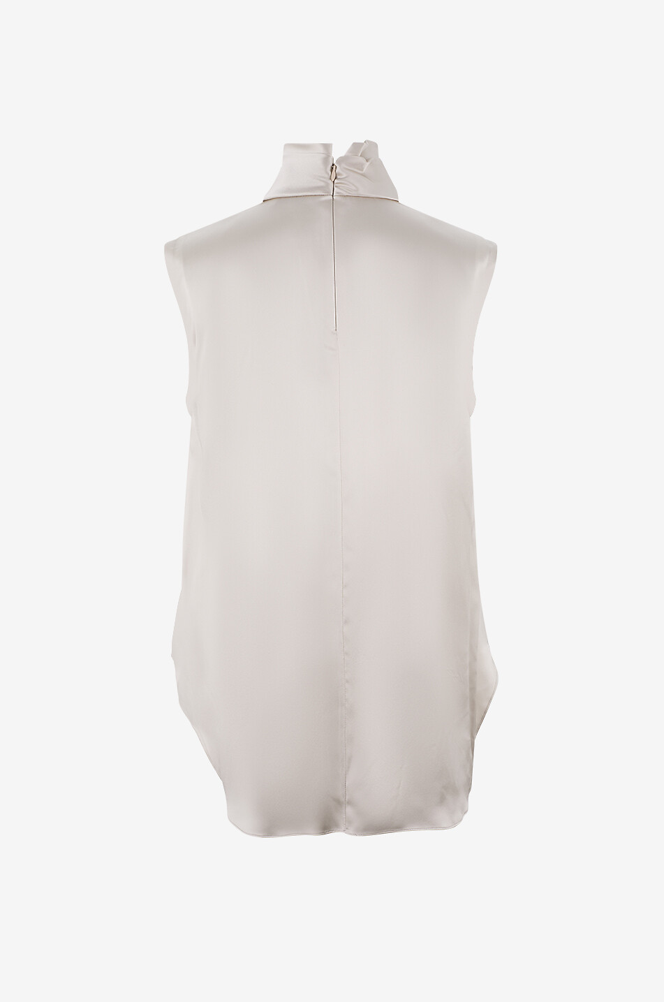 BRUNELLO CUCINELLI Ärmellose Seidenbluse mit drapiertem Stehkragen Monile Damen BEIGE 2