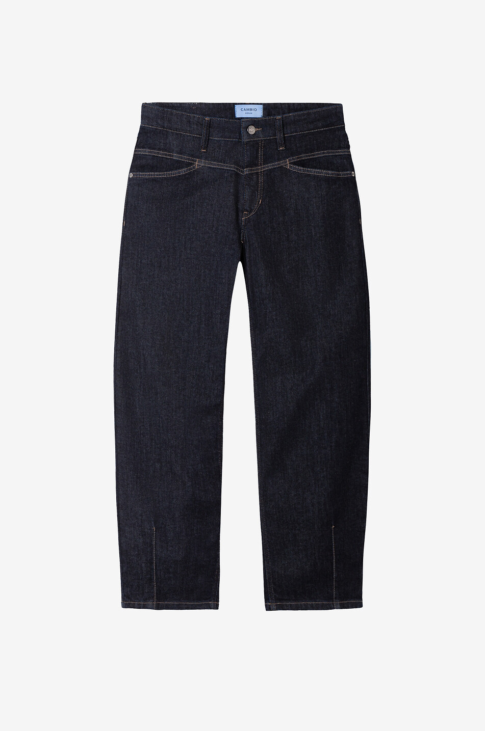 Dunkle verkürzte Barrel-Leg-Jeans Elin Modern Rinse