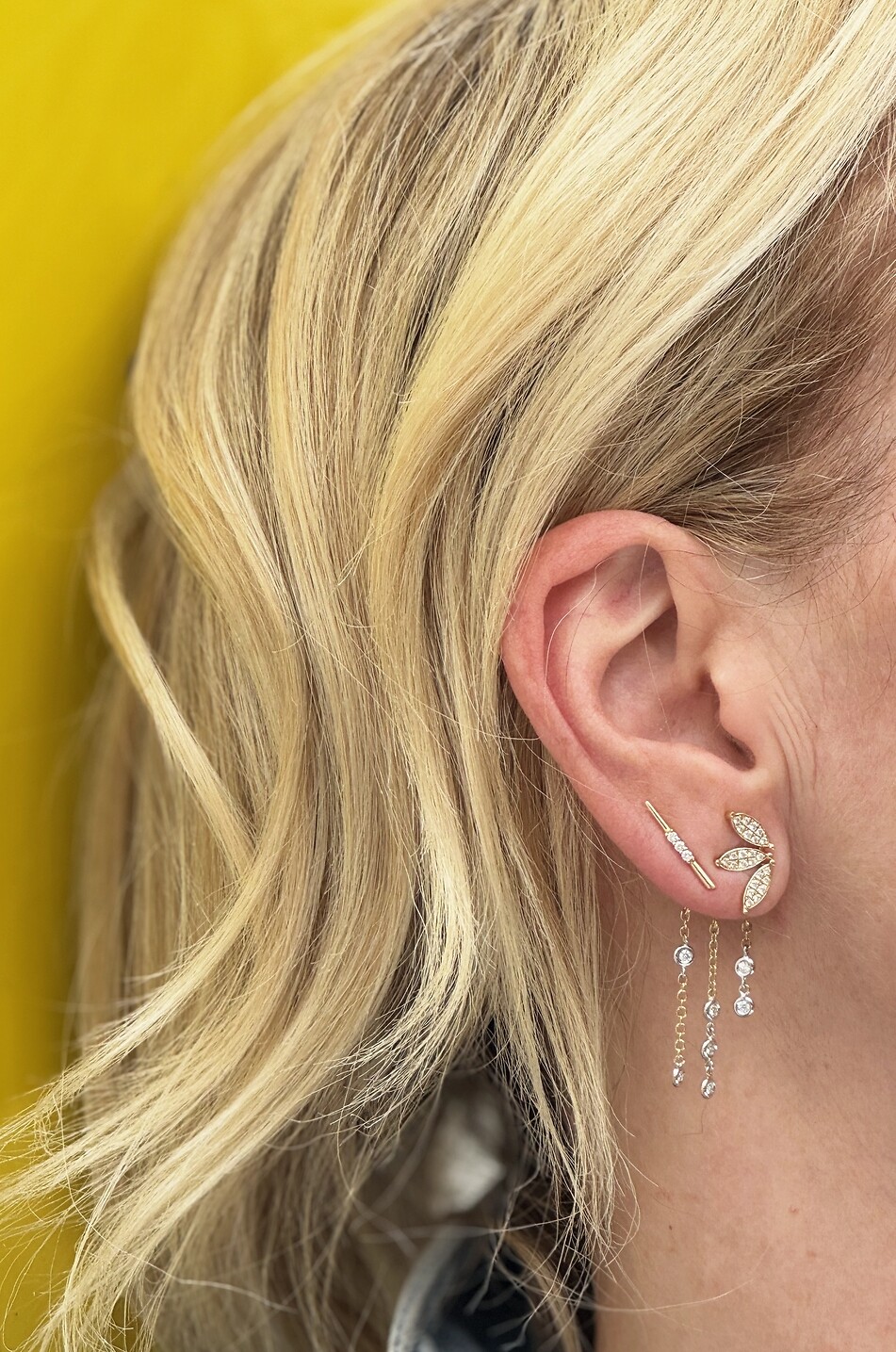 GBYG Gelbgold-Anhänger mit Diamanten für Ohrstecker Cascade Damen GOLDEN 2