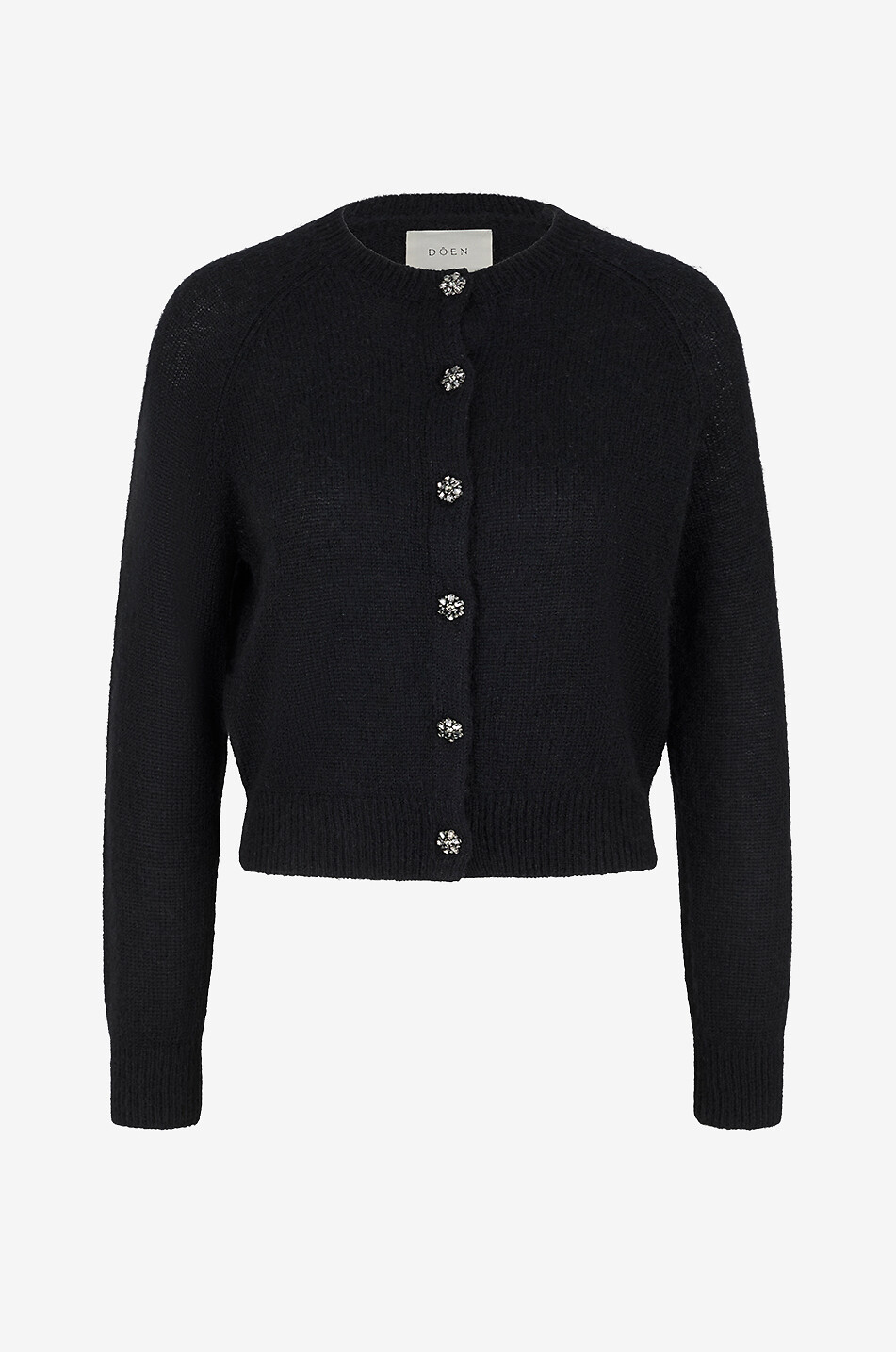 DÔEN Strickjacke mit geripptem Rundhalsausschnitt Petra Damen SCHWARZ 2
