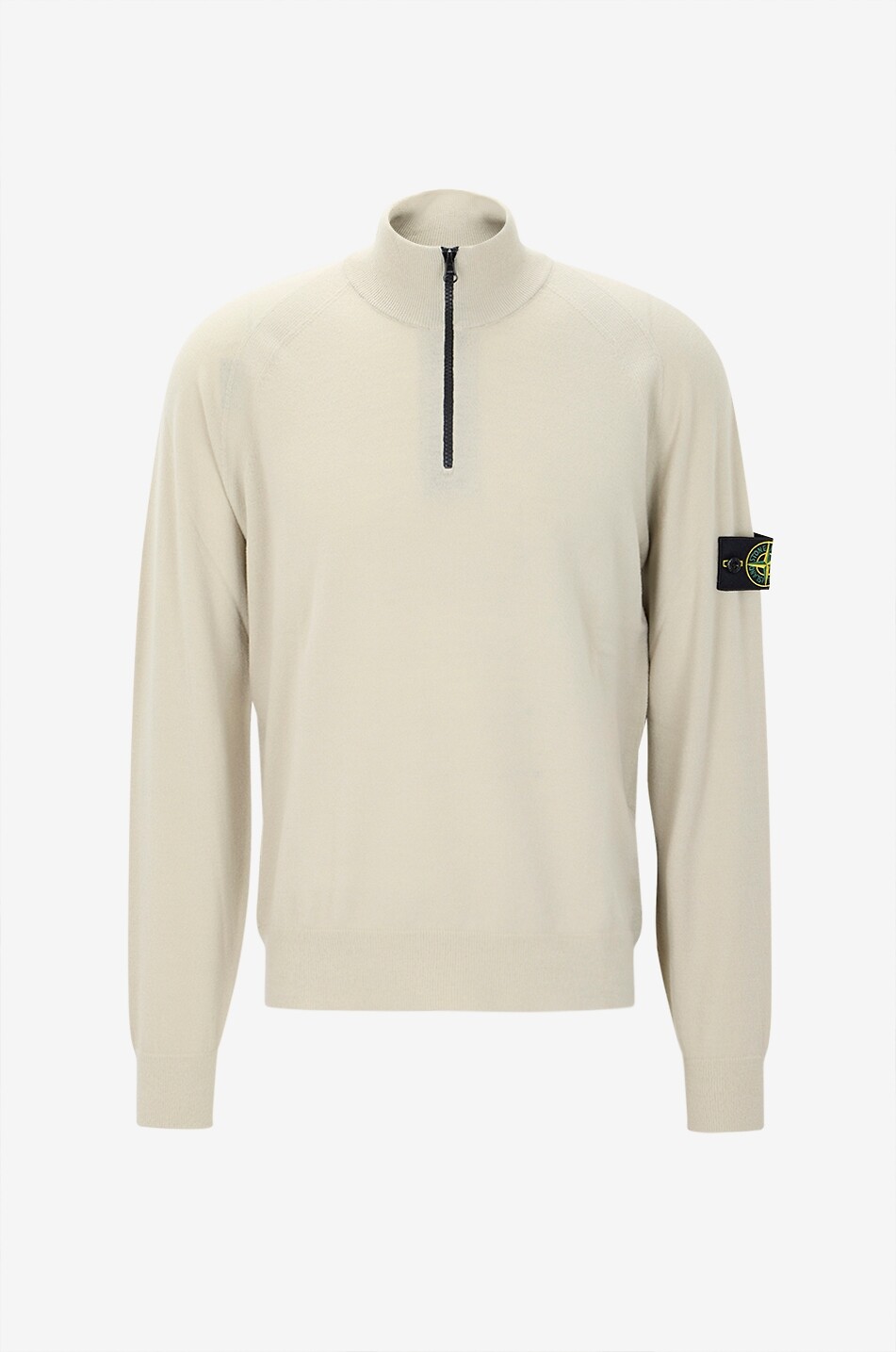 STONE ISLAND Pull à col montant zippé en laine vierge 5100008 Stretch RWS Wool Homme BEIGE 1
