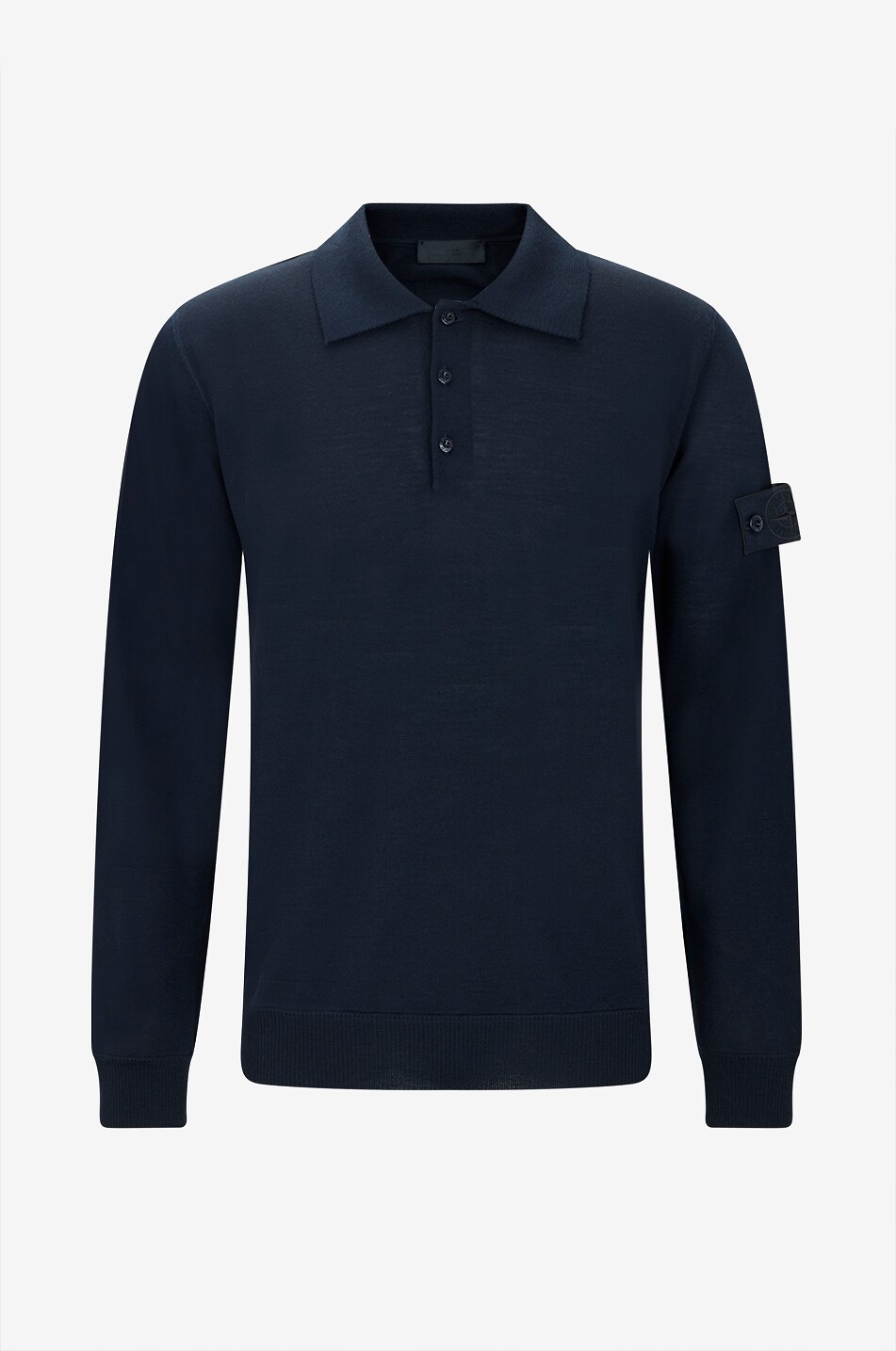 Langärmeliges Strick-Polohemd 5100076 Light Pure RWS Wool_S.I. Ghost