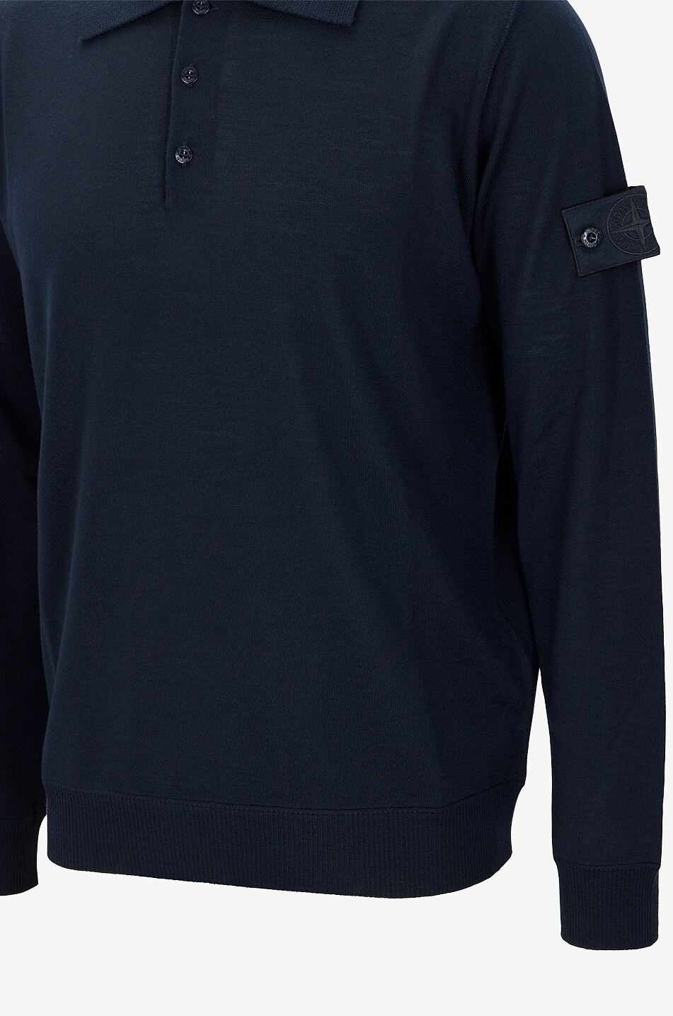 STONE ISLAND Langärmeliges Strick-Polohemd 5100076 Light Pure RWS Wool_S.I. Ghost Herren DUNKELBLAU 3