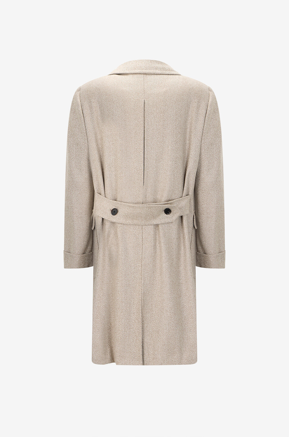 Otello herringbone cashmere double-breasted coat - CARUSO - BROWN