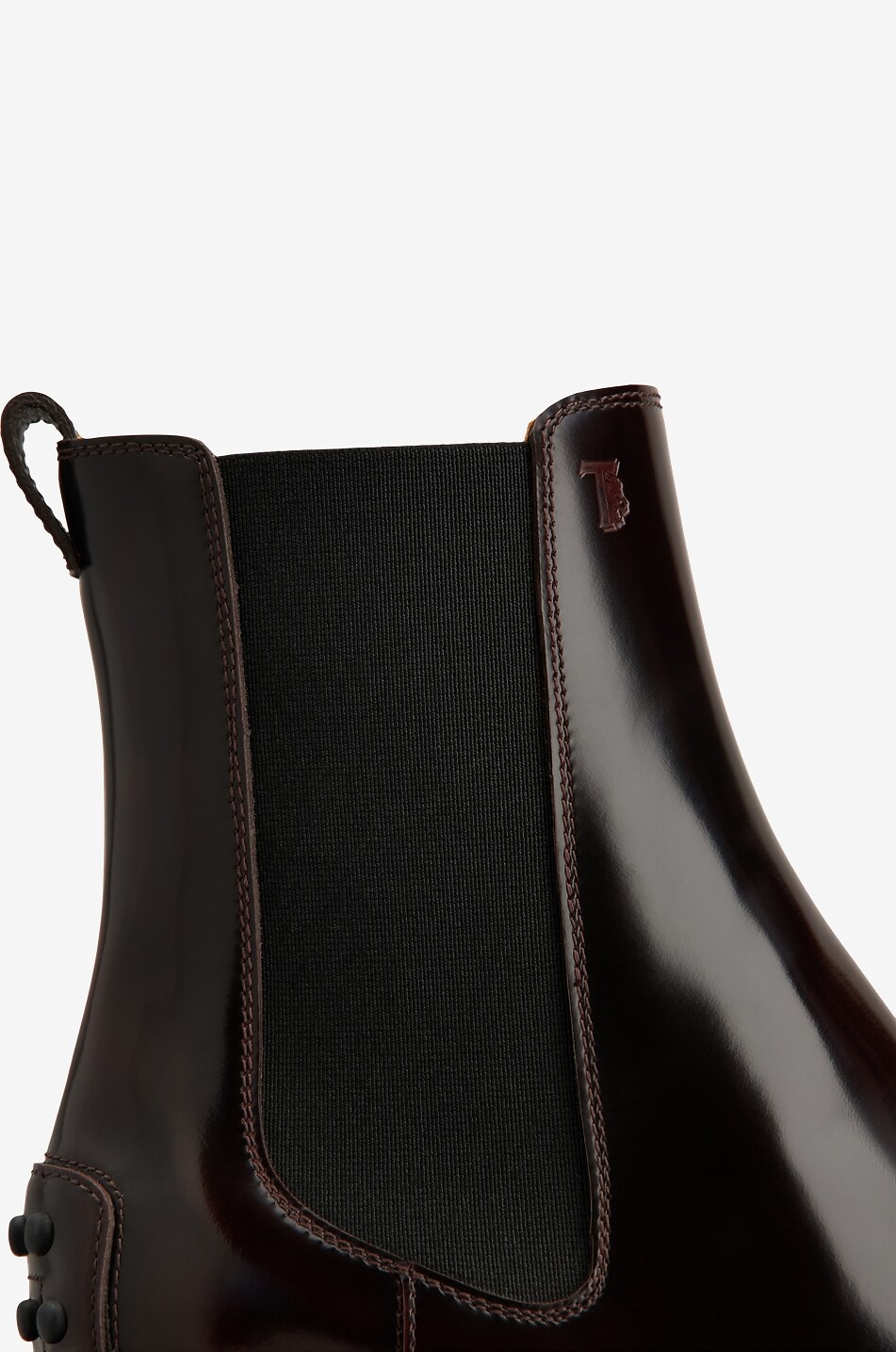 TOD'S Bottines chelsea en cuir verni à talon carré Gomma 60 Femme MARRON FONCÉ 5