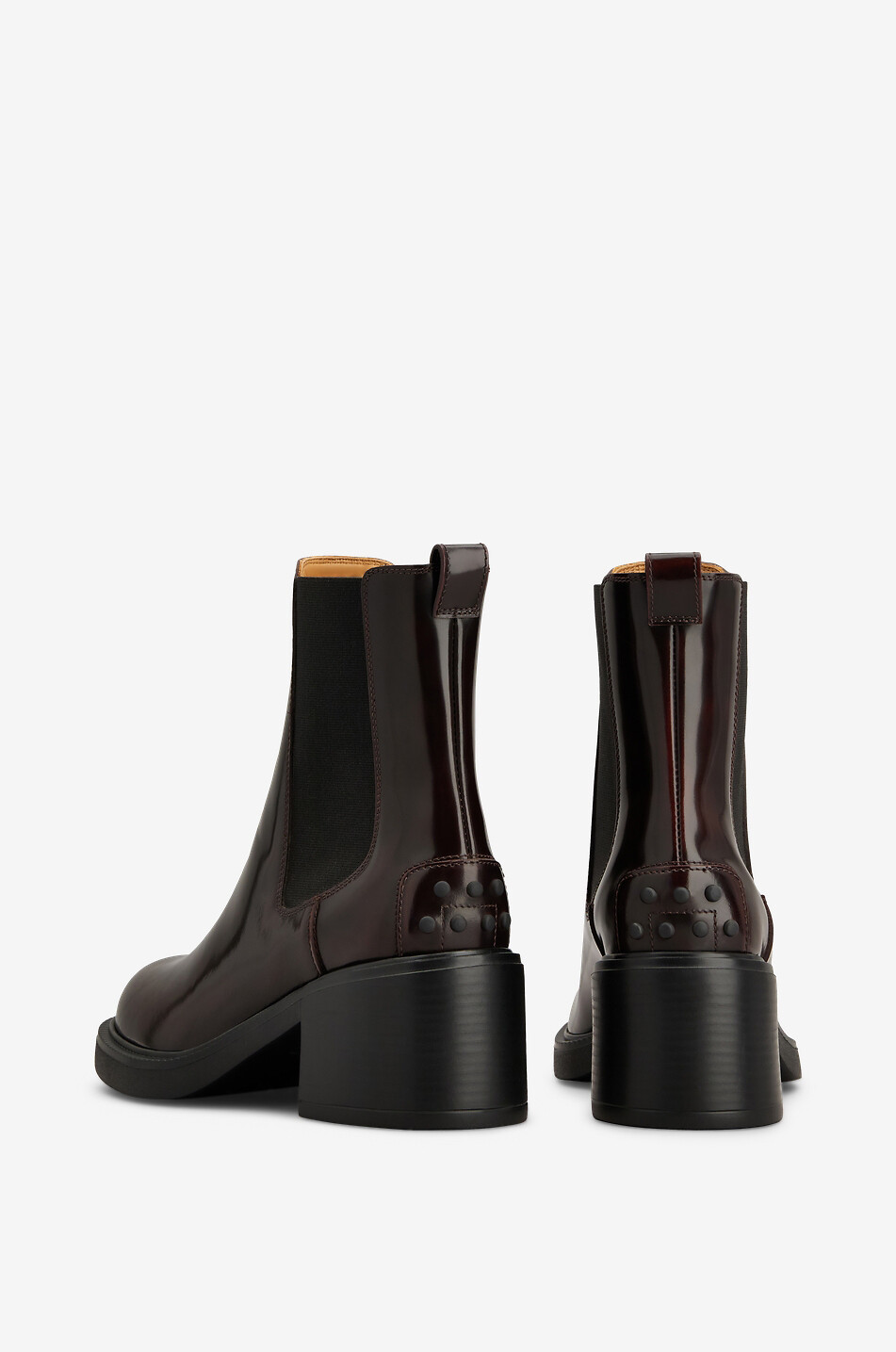 TOD'S Bottines chelsea en cuir verni à talon carré Gomma 60 Femme MARRON FONCÉ 3