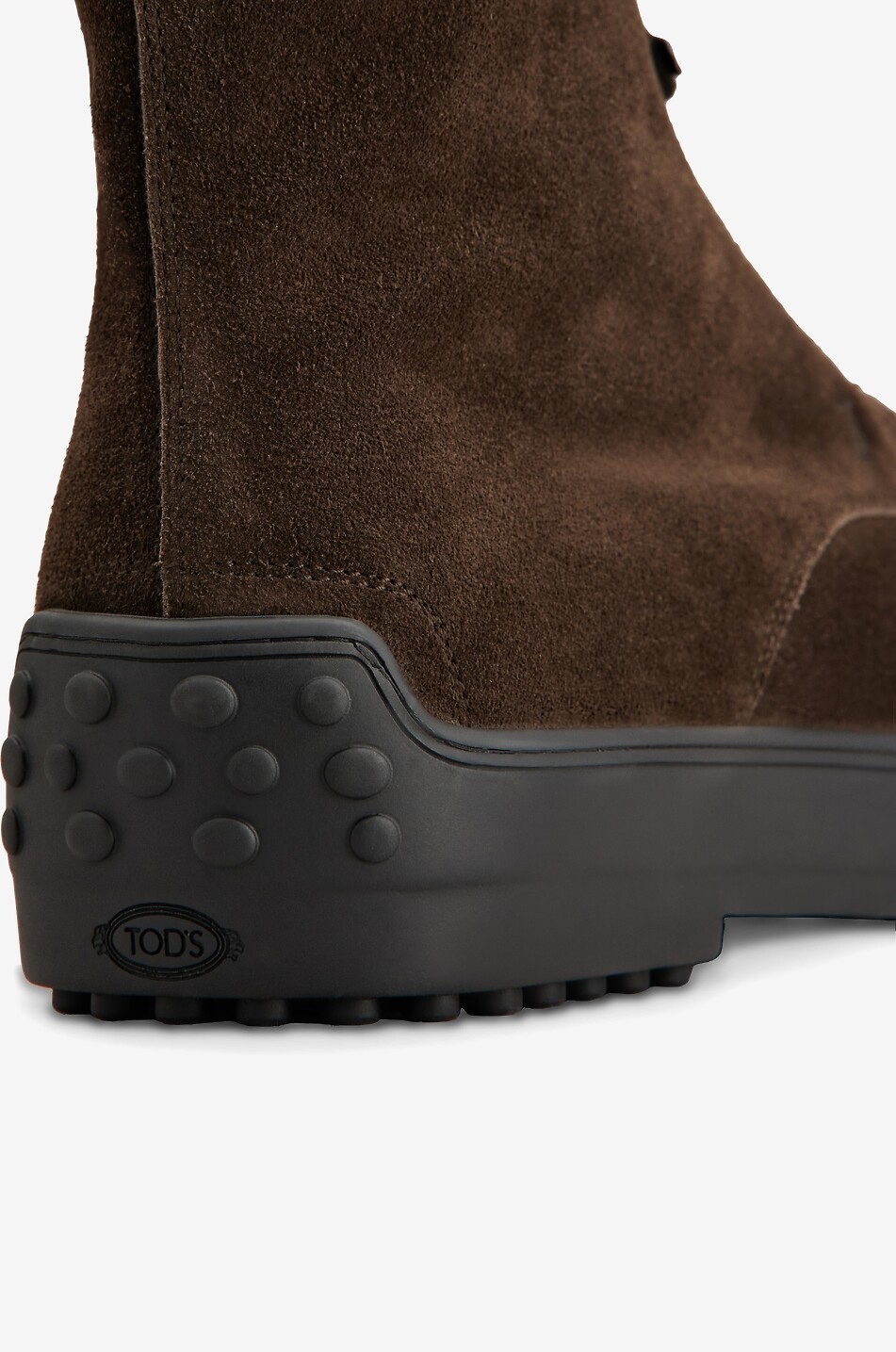 TOD'S Winter Gommino shearling-lined suede lace-up ankle boots Men DARK BROWN 5