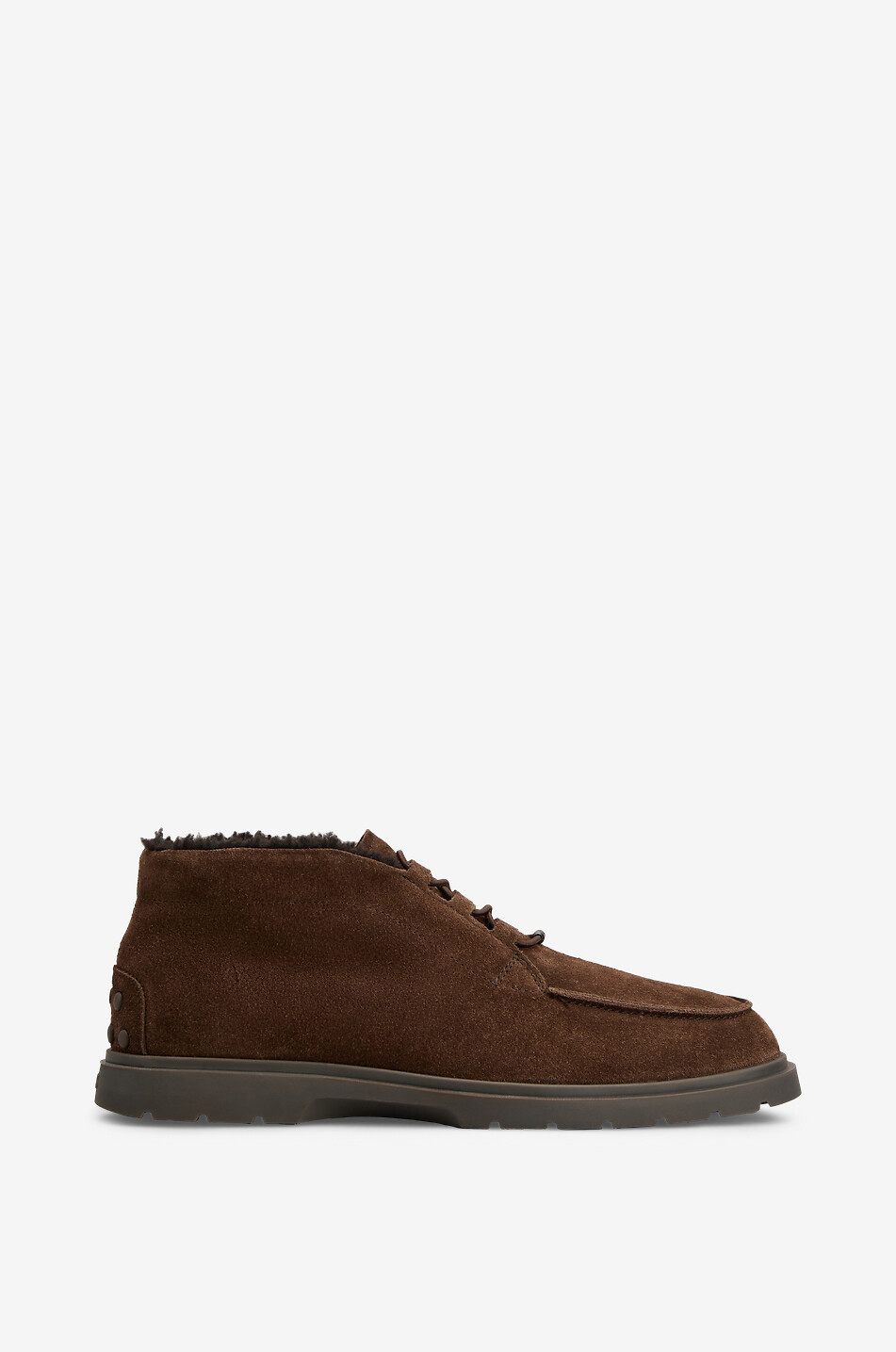 TOD'S Winter Gommino shearling-lined suede low-top lace-up ankle boots Men DARK BROWN 1
