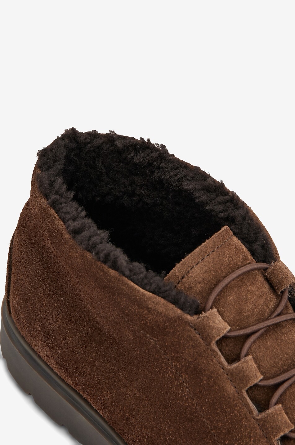 TOD'S Winter Gommino shearling-lined suede low-top lace-up ankle boots Men DARK BROWN 5