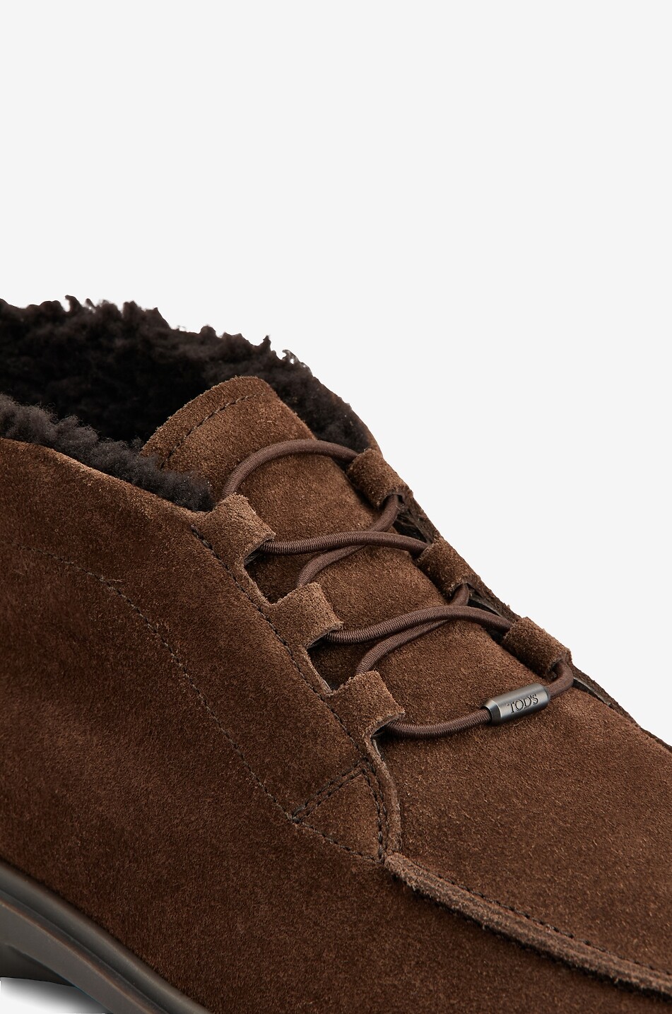 TOD'S Winter Gommino shearling-lined suede low-top lace-up ankle boots Men DARK BROWN 6