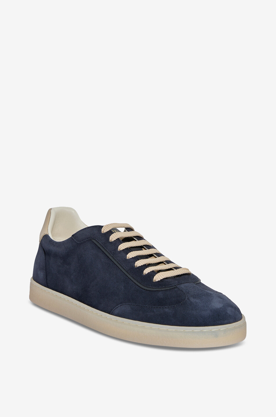 BRUNELLO CUCINELLI Niedrige Schnürsneakers aus Leder und Wildleder Herren DUNKELBLAU 1