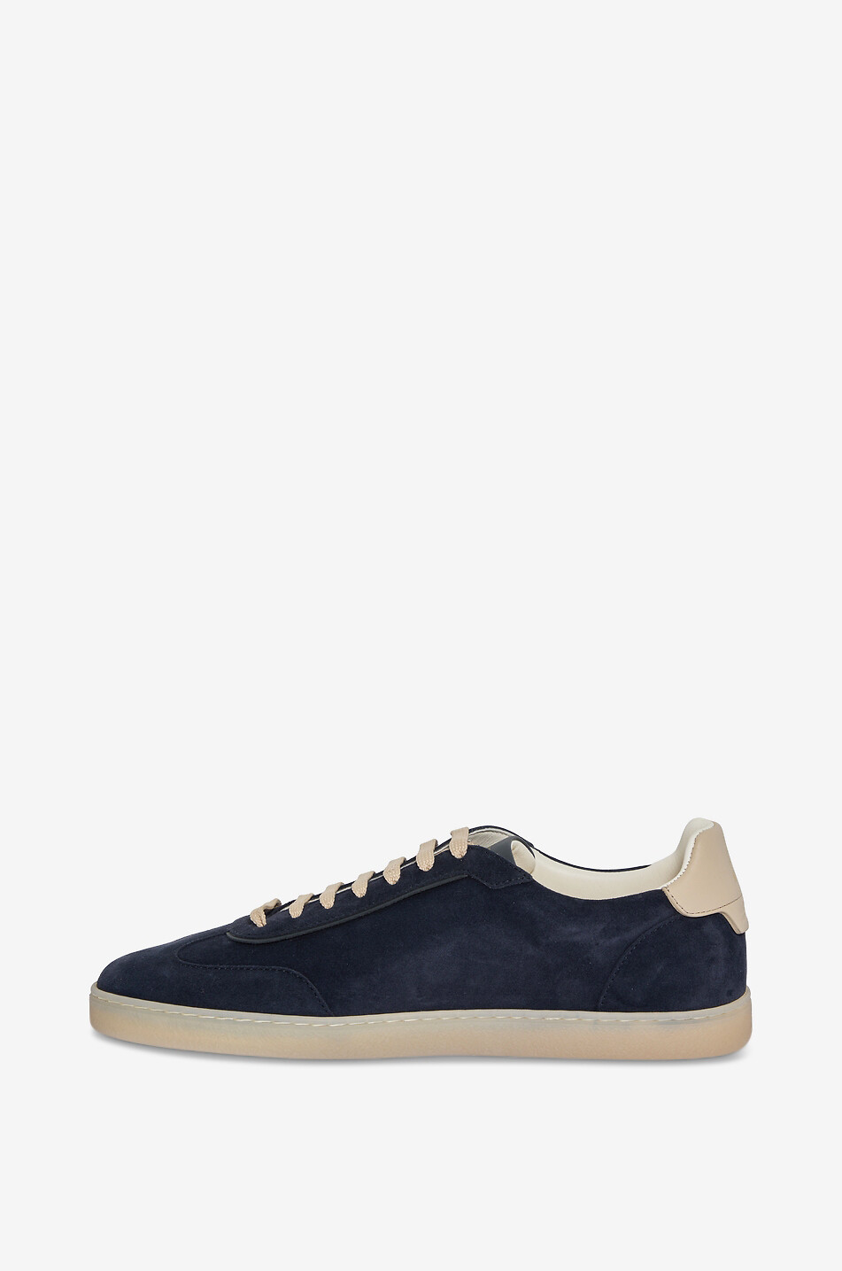 BRUNELLO CUCINELLI Niedrige Schnürsneakers aus Leder und Wildleder Herren DUNKELBLAU 3