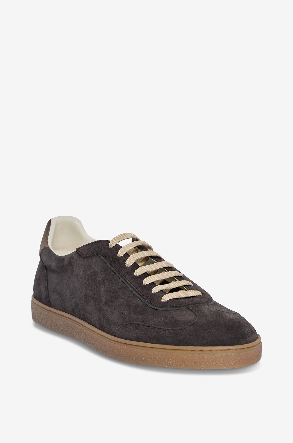 Niedrige Schnürsneakers aus Leder und Wildleder