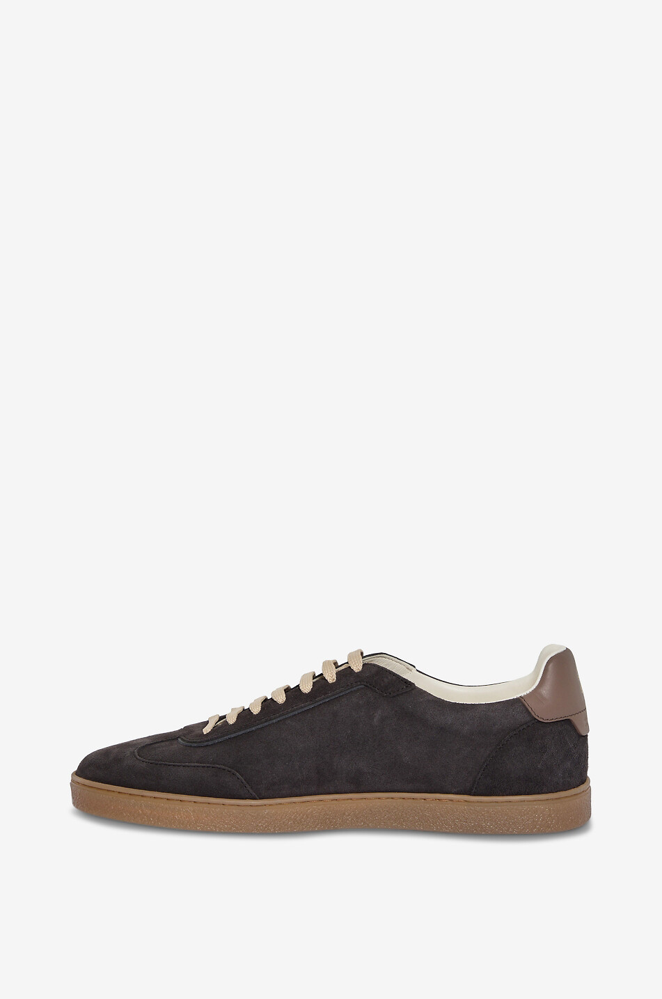 BRUNELLO CUCINELLI Niedrige Schnürsneakers aus Leder und Wildleder Herren DUNKELBRAUN 3
