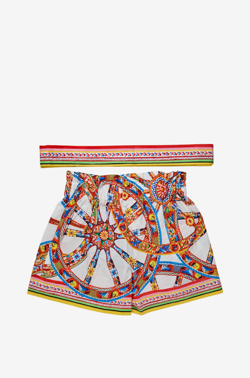 DOLCE & GABBANA Short et ceinture à nouer fille en popeline Carretto Fille MULTICOLORE 2