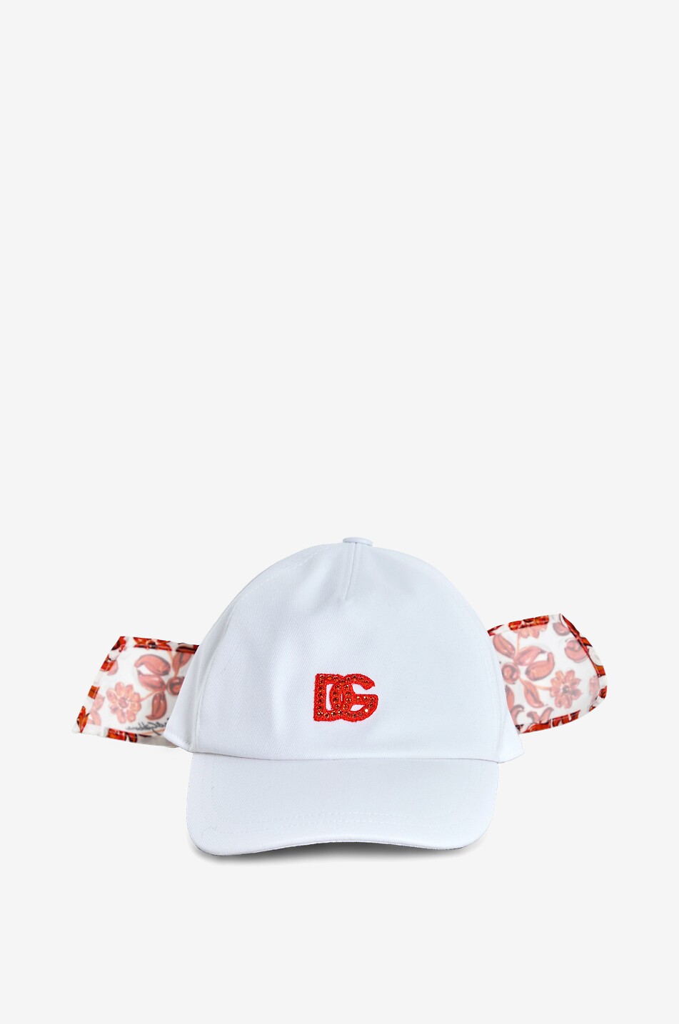 DOLCE & GABBANA Maiolica girls' cotton baseball cap with printed ribbon Girl WHITE 1