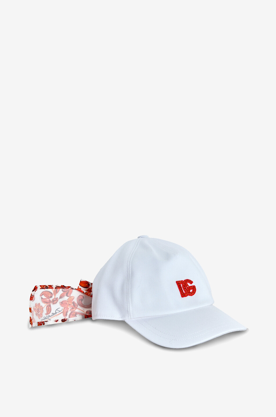 DOLCE & GABBANA Maiolica girls' cotton baseball cap with printed ribbon Girl WHITE 2