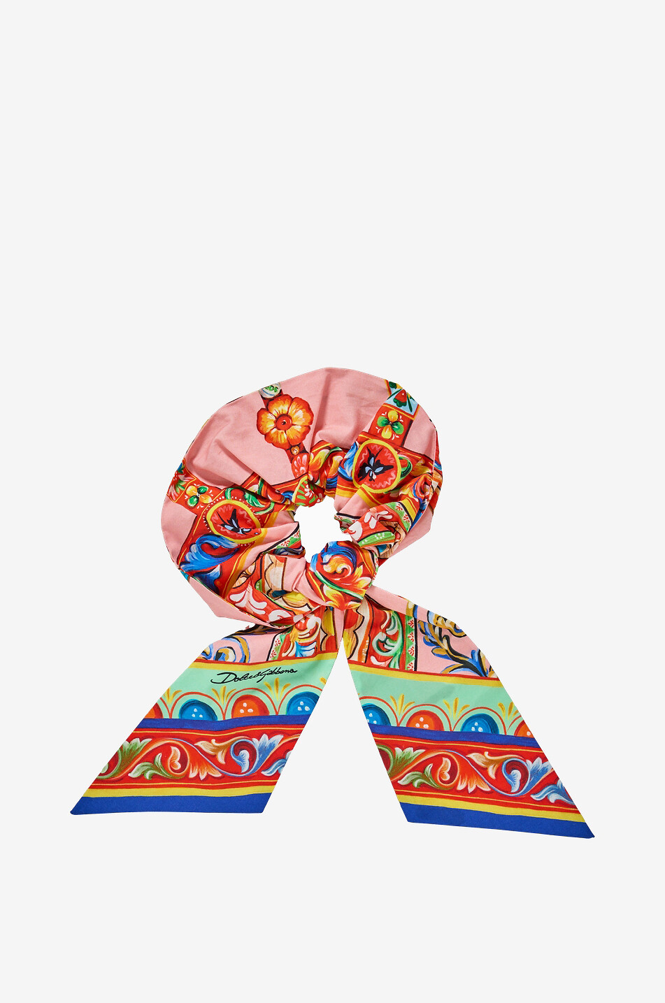 Carretto girls' printed cotton poplin scrunchie with bow detail