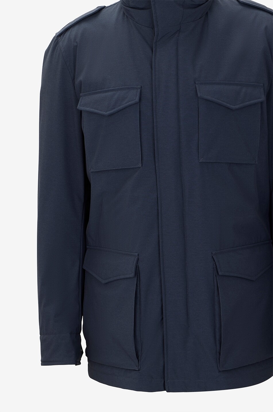 HERNO Parka aus Bouclé-Wolle und Mikrofaser-Wildeder Field Jacket Resort Herren DUNKELBLAU 3